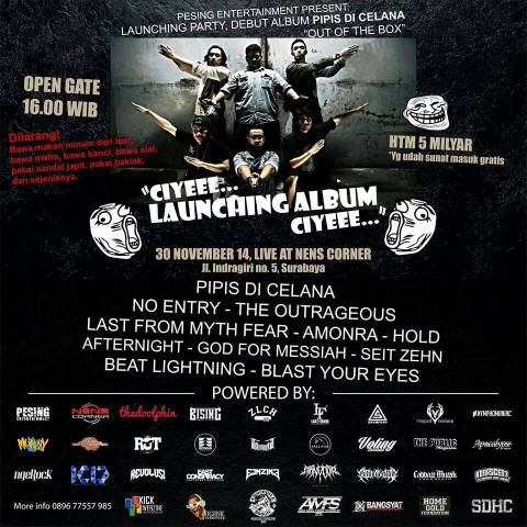 « Launching debut album band <a href="/PipisDiCelana/">Pipis Di Celana Band</a> ,30 november 2014 ,at NENS corner ,htm FREE loooh !!!!!