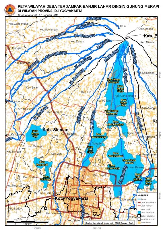 #info | ini peta lahar dingin 2011, untuk pengetahuan sungai2/kali yg berhulu di Merapi yg alirannya melintasi DIY