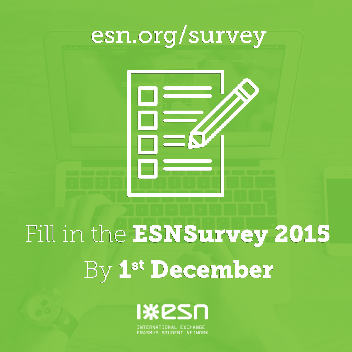 esnnl's tweet photo. Share your experience abroad! http://t.co/Dxfwux1Owv Fill in #ESNSurvey2015 by @ESN_Int to improve #Erasmus #mobility http://t.co/7zrn6Iuf7v
