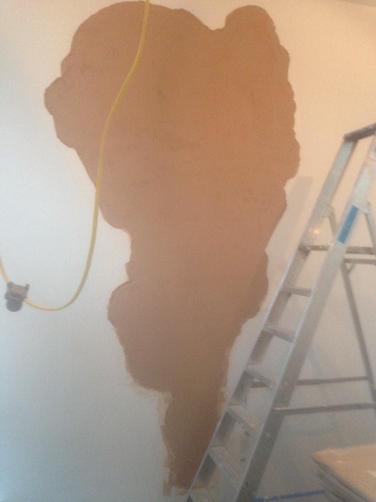 Patch plaster repair at spitalfields market. Looks like Africa. Waiting now to get finish on!! Waiting game!!