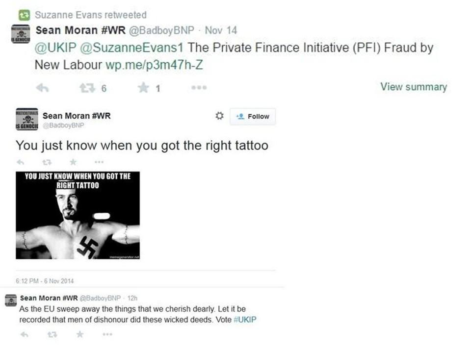 NorseFired's tweet image. #ThatAwkwardMoment when #UKIP&apos;s Deputy Chairman (aka @SuzanneEvans1) RTs one of UKIP&apos;s many Nazi sympathisers.