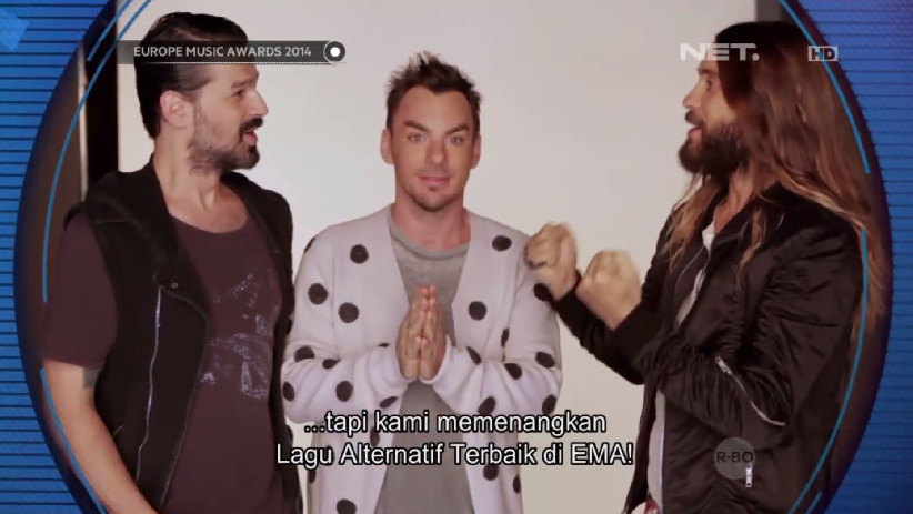 mdtvindonesia's tweet photo. Pemenang Best Alternative: Thirty Seconds to Mars #MTVEMAonNET http://t.co/XmaMsYLi6f