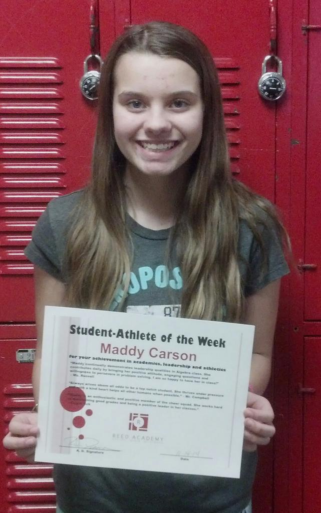 Reed Academy on Twitter "Congrats to Maddy Carson our StudentAthlete of the Week for her