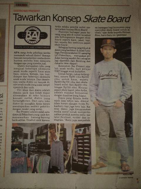 Haluan Riau edisi hari ini minggu 16 nov profil  BAI PRESENT skateshop Halaman 9 segment butik