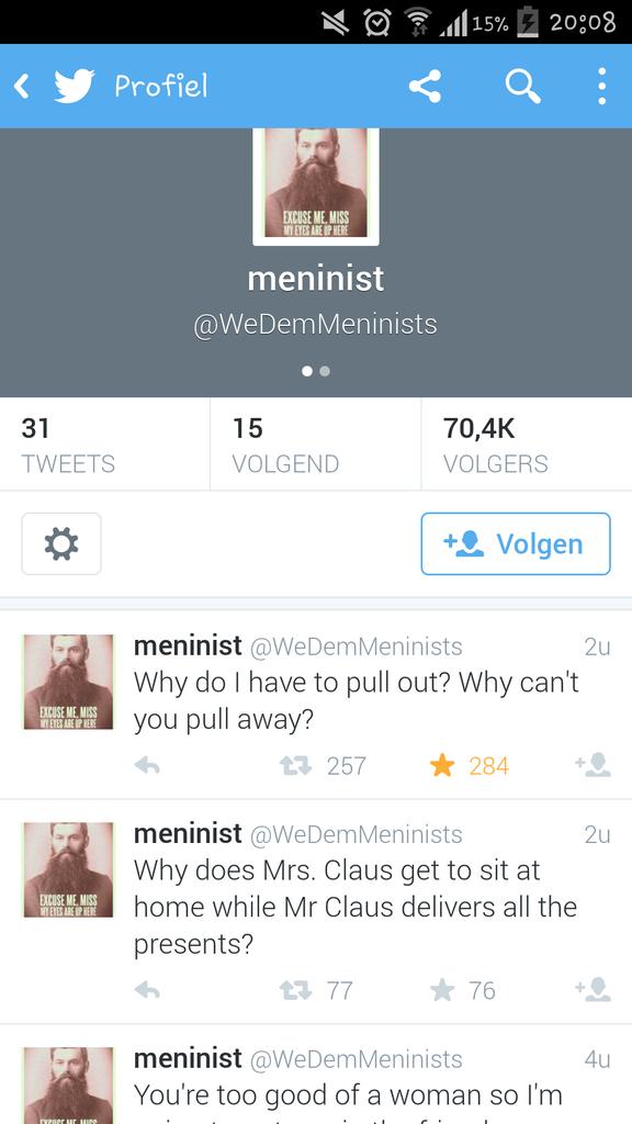 @WeDemMeninists is my favorite account on twitter! 👍👏If you don't follow it then do so now!