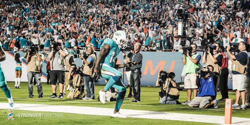 MiamiDolphins's tweet photo. Bad News: We don't play today. 

Good News: We already won this week. 

#StrongerTogether http://t.co/2aWGVfxlWP