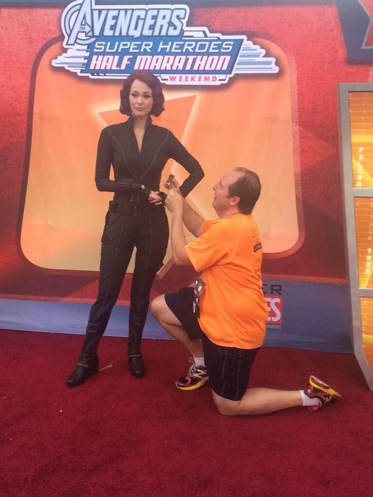 MoJoDisney's tweet image. Where are you registered? @jellicle0 &amp;amp; Miss Black Widow. #JustEngaged #Assemble #runDisneyMagic @runDisney