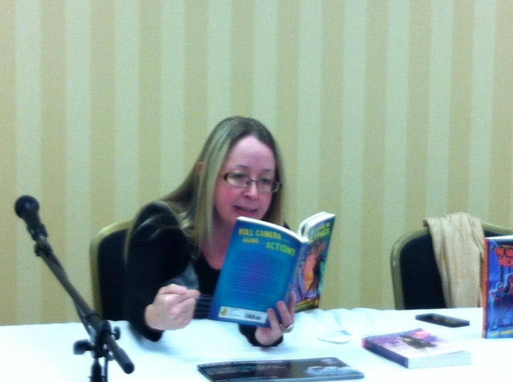 SFContario's tweet photo. @LesLivingston 's #HydrasHearth reading at @SFContario #highlyentertaining #mummyprincess #snort http://t.co/QyEJgjevwx