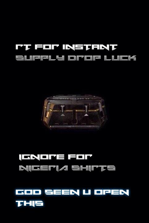 DJEternate's tweet image. RT FOR SUPPLY DROP LUCK
IGNORE FOR NIGERIA SHIRTS
GOD SEEN U OPEN THIS