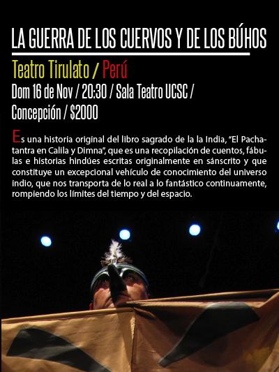 ftbbiobio's tweet photo. Hoy a las 20:30 hrs en la sala de teatro de la UCSC la obra peruana "La Guerra de los Cuervos y de los Búhos" http://t.co/rpmNGRXTCs