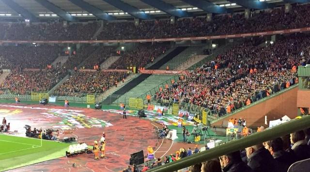 footyawayday's tweet photo. Wales fans in Belgium tonight http://t.co/VpZqBC3Sw2