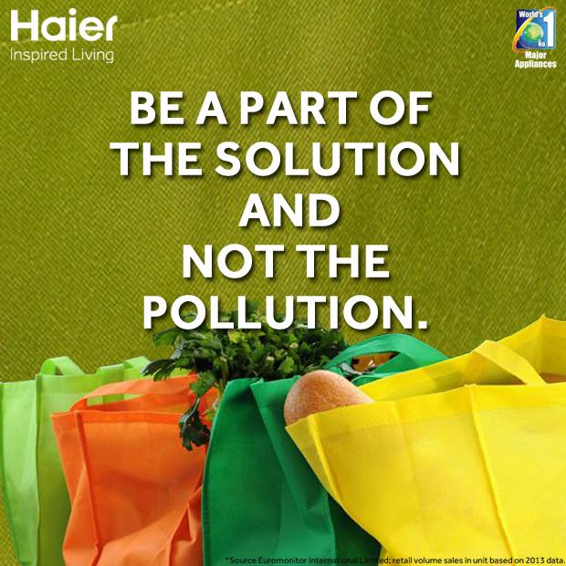 IndiaHaier's tweet photo. Avoiding plastic bags and using paper &amp; jute bags is an effective way to reduce pollution.#SupportEnvironment http://t.co/AfUkR1eCFa