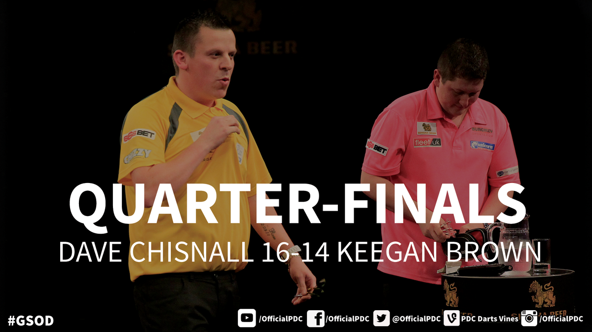 OfficialPDC's tweet photo. #GSODFINAL: And here is how Chisnall got on in the knockout stages as he beat Green, Brown and Huybrechts! http://t.co/U2NaffyzLL