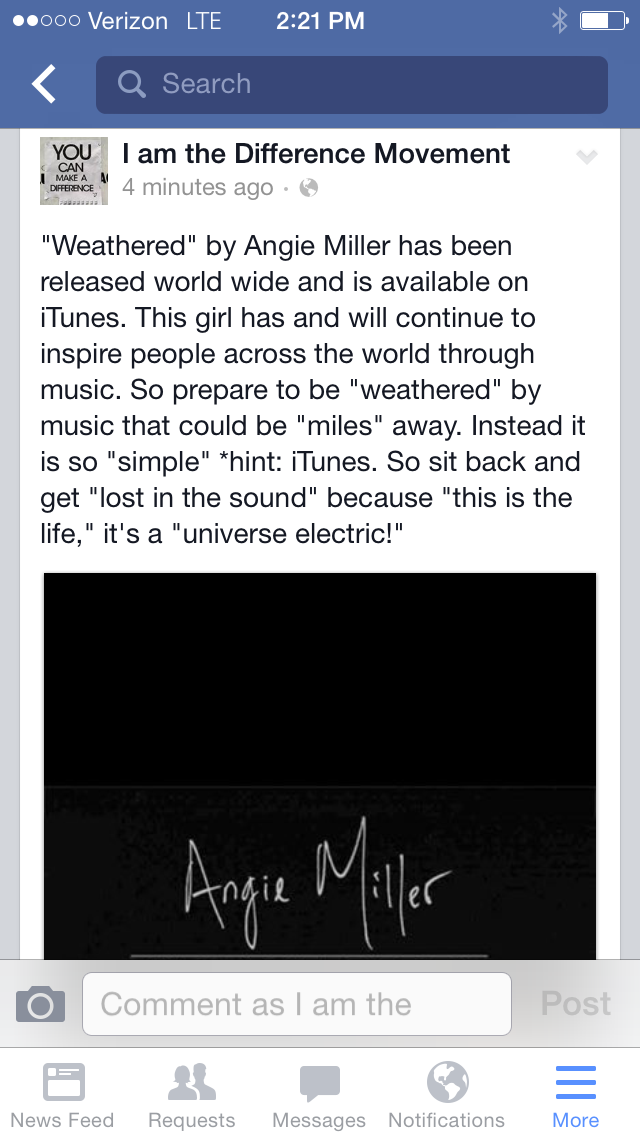 KristenSmth's tweet photo. @angiemiller check out my catchy post on my I am the difference movement page on fb! Haha #weathered http://t.co/EvmT3HQ2NS