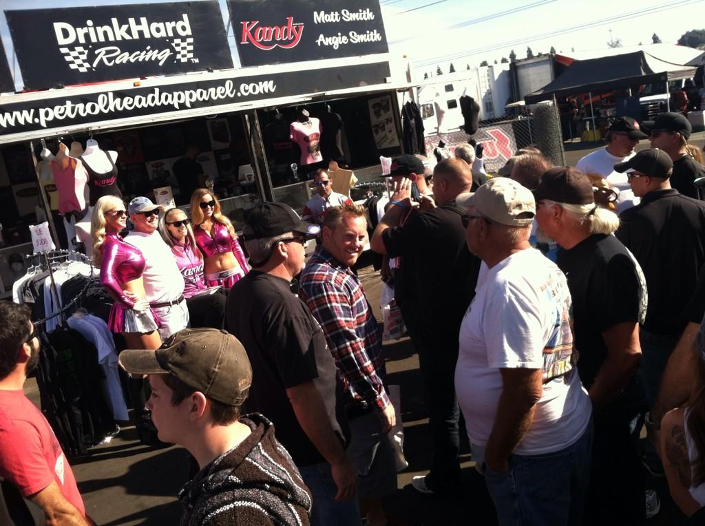 KandyRaceGirls's tweet image. It is race day here in Pomona #nhrapsm fans lining up for the #kandygirls