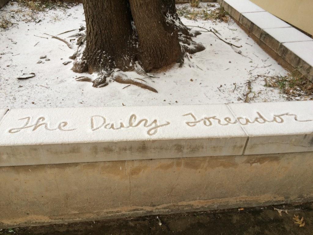 DailyToreador's tweet photo. It's #TexasTech's first snow of the season. Share your snow pictures using #DTsnow. http://t.co/I303ypbXLF