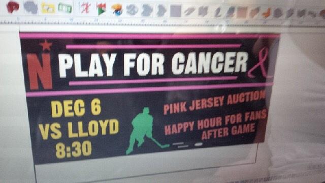 Don't forget our Dec 6 cancer game is fast approaching. Beer gardens, silent auction and happy hour! Don't miss out