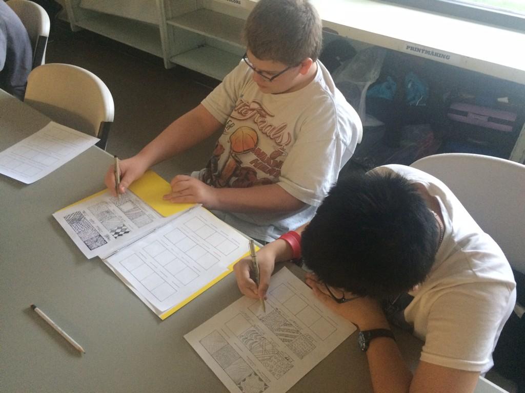 beauchamp_adam's tweet photo. @WeAreWallerLib #ZentangleClub doodling?!? @WeAreWaller on Friday morning. Making school relevant and fun! #GoWaller http://t.co/yQSpzgrae1