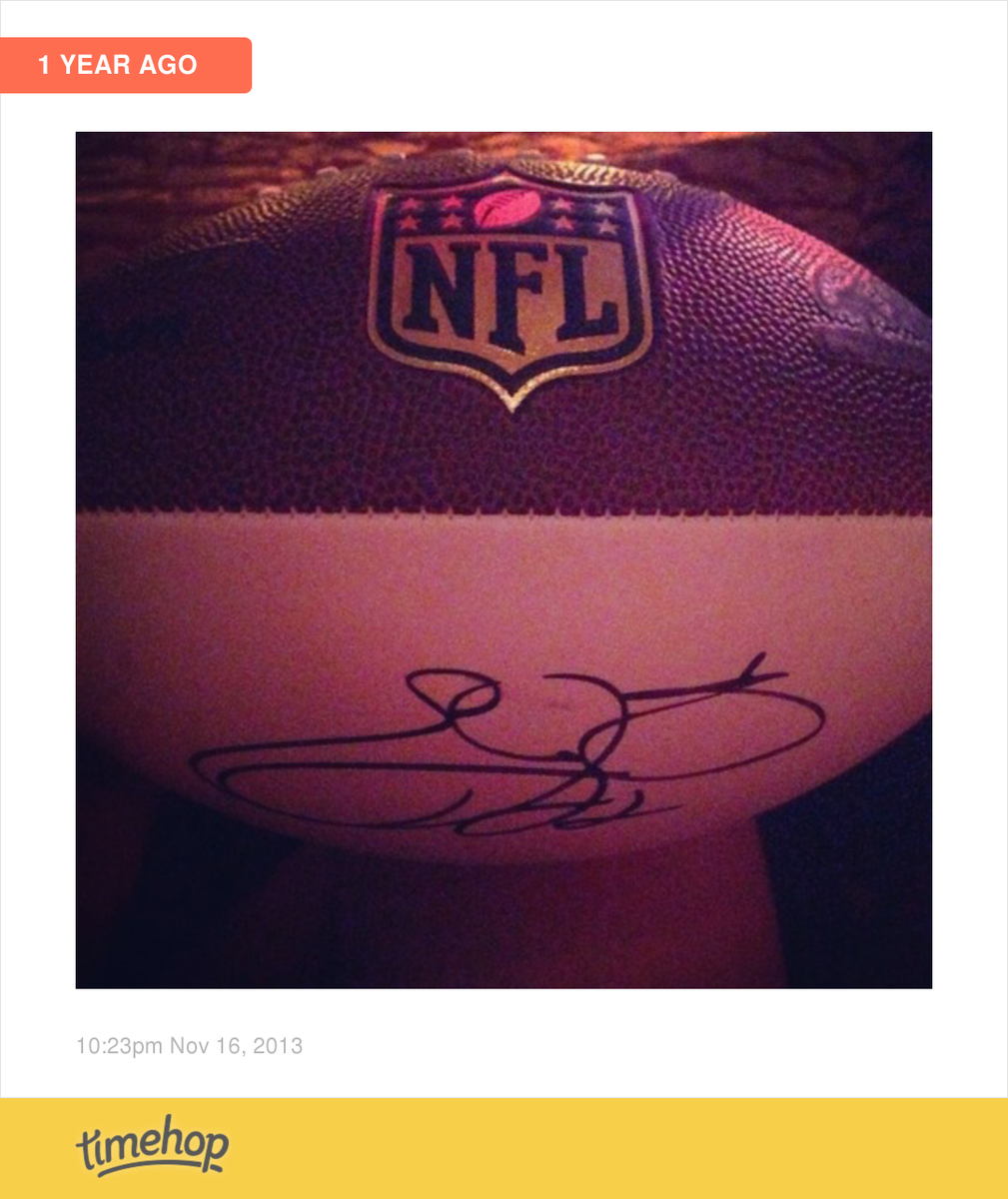 bnmschweiger's tweet photo. 1 year ago today john really loved me for this amazing football I caught 😂🏈$1k http://t.co/rEFiNcpsov http://t.co/w7QV6VdQMf