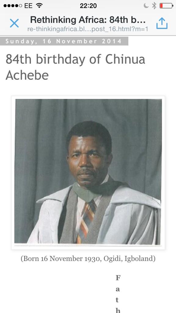 HAPPY BIRTHDAY ACHEBE 
