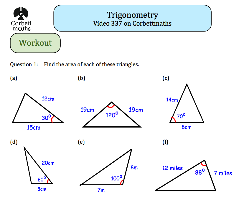 Area of a Triangle Video – Corbettmaths