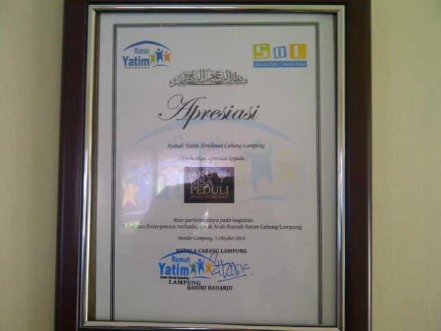 Piagam apresiasi dri rumah yatim untuk #ABP
