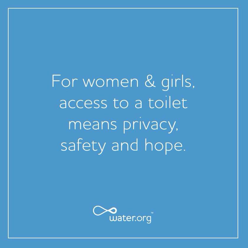 Water's tweet photo. For women and girls toilets mean privacy and so much more. #toiletswin  #WorldToiletDay http://t.co/Zq8d4zqOpq http://t.co/3p2V7W1UvP