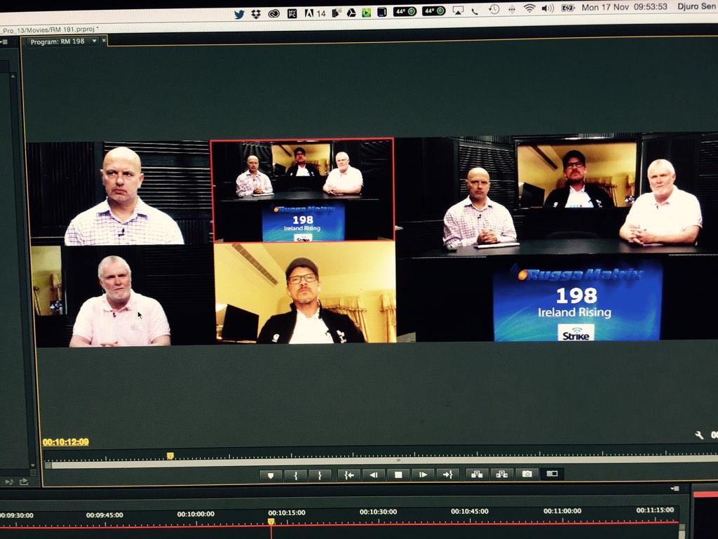 RuggaMatrix's tweet photo. We're back on deck with Les Kiss ahead of Ireland v Australia. Show 198 rendering now - online in a few hours. http://t.co/HhH5CJtkMq