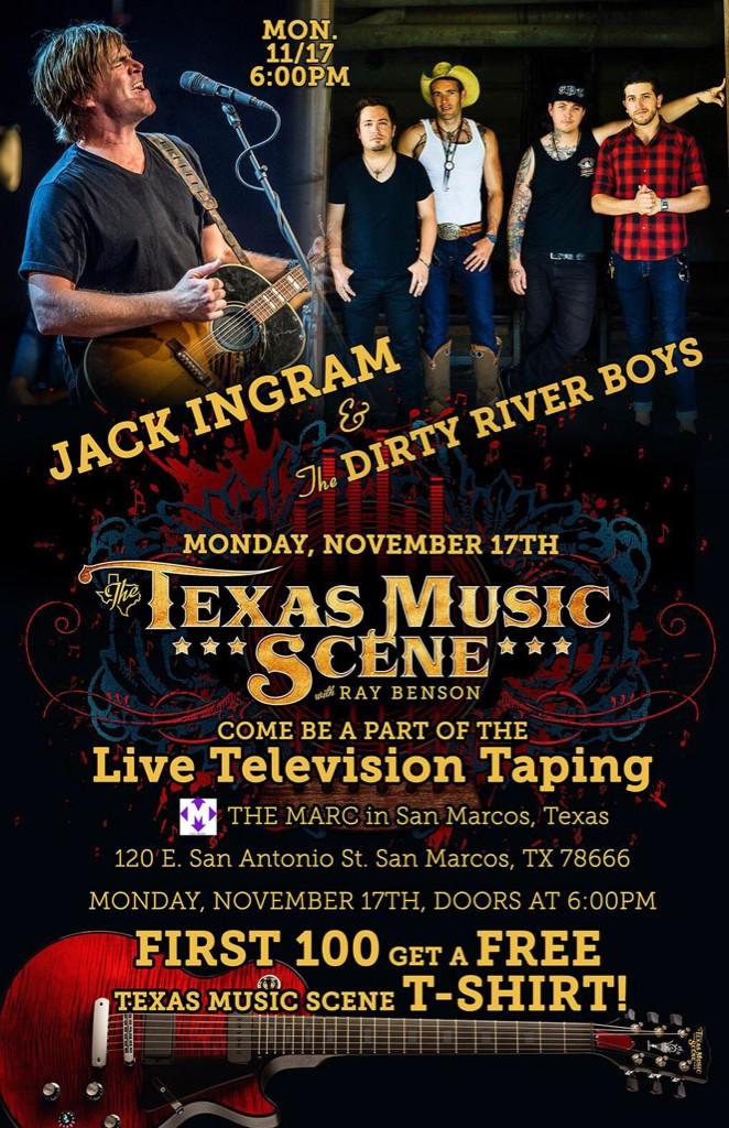 TOMORROW...

JACK INGRAM &amp;&amp; THE DIRTY RIVER BOYS

join us for a <a href="/TXmusicTV/">Texas Music Scene</a> taping!
