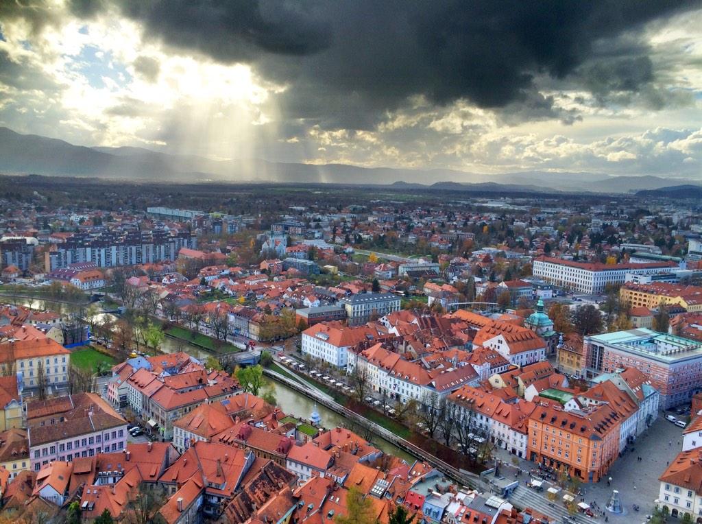 OneRepublic's tweet photo. 2 pics today in Slovenia from one of your castles. we caught a rainbow.  Next time it's a unicorn http://t.co/yBoWlIHwks