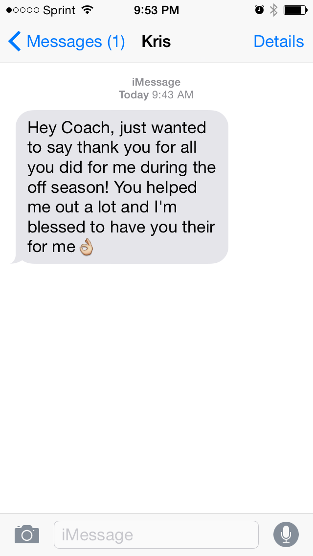 CoachDII's tweet photo. Nothing excites me more than to wake up to players initiated texts/emails #Blessed2BMe #NoBias just wanna help #Kids http://t.co/ZD5MVrXnwc