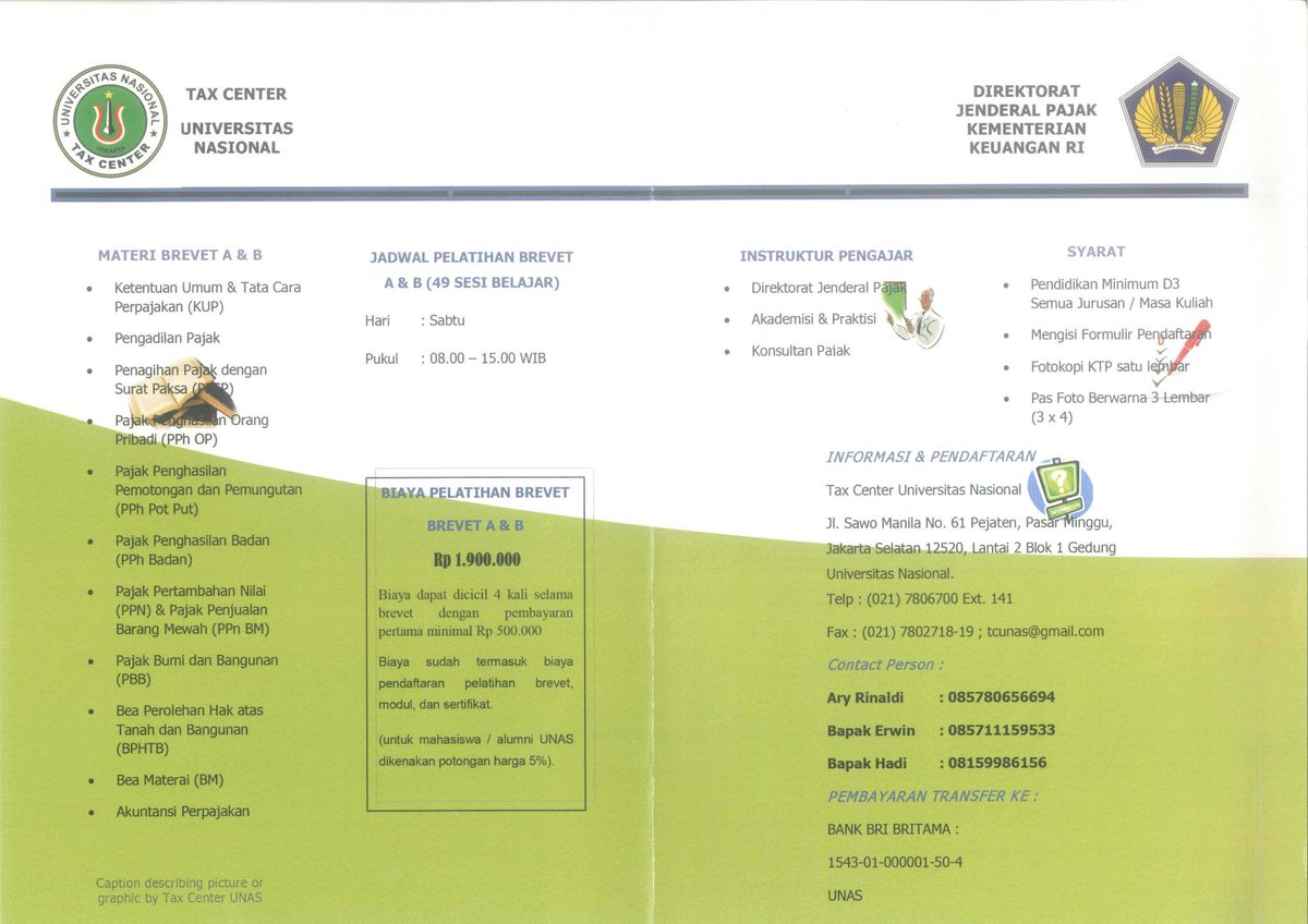 Pembukaan pendaftaran Brevet angkatan 12, Tax Center Universitas Nasional.