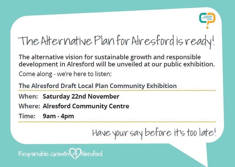 AlresfordProGrp's tweet photo. All set for the 22nd November? Alternative plan for Alresford to be revealed at the Community Centre. http://t.co/HNSmbUri0I