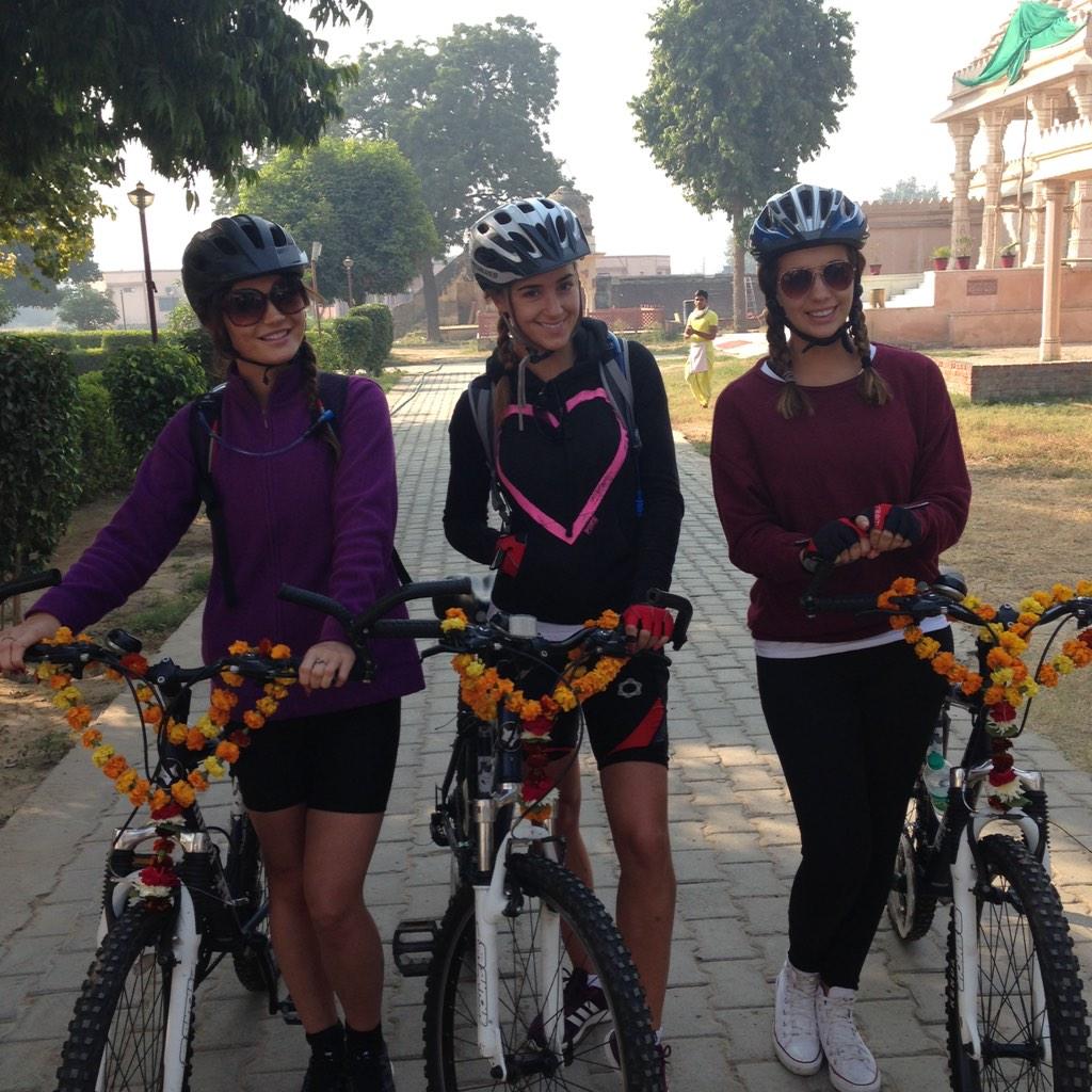 Page3's tweet image. And they are off! India, Rosie and Holly start their 310 mile bike ride to Jaipur #CycleChallenge #checkemtuesday