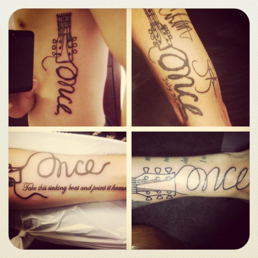 J_A_Chen's tweet photo. Found some tattoo buddies :)...should meet up and have a party! Lol #OnceMusical #tattoo #broadway #fallingslowing http://t.co/tdZdzlvZ5U