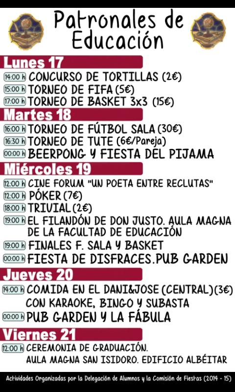 comision2014edu's tweet photo. ¡¡Empezamos las patronales!! ¡¡No te pierdas nuestras actividades!! http://t.co/k6eCCXevHT