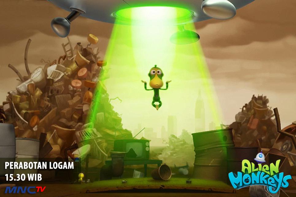 Official_MNCTV's tweet photo. #AlienMonkey Oki & Taki terdampar di pembuangan sampah pnuh bahan logam! Apa yg terjadi ya? "PerabotanLogam" pk15.30! http://t.co/uYZJS1Dcm9