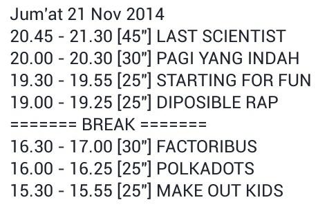 Rundown Jum'at, 21 Nov 2014 at Gor Satria #Purwokerto | #PameranDistroAndClothing Come, See, Listen, and Buy