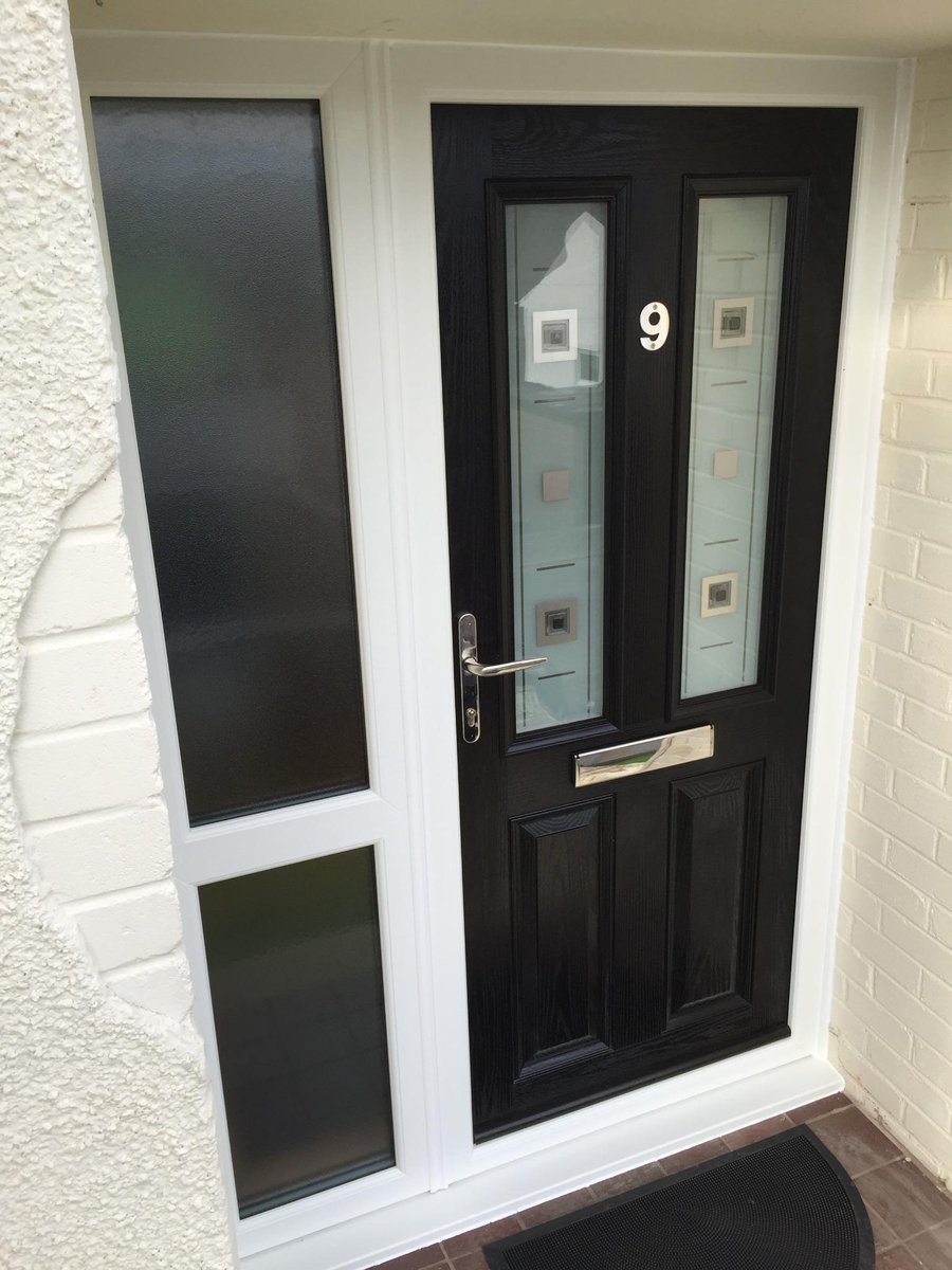 CymruWindows's tweet photo. Beautiful composite door in black with Kariba style glazing! @ShepleyWindows  @REHAUwindows http://t.co/gunFTnXm17