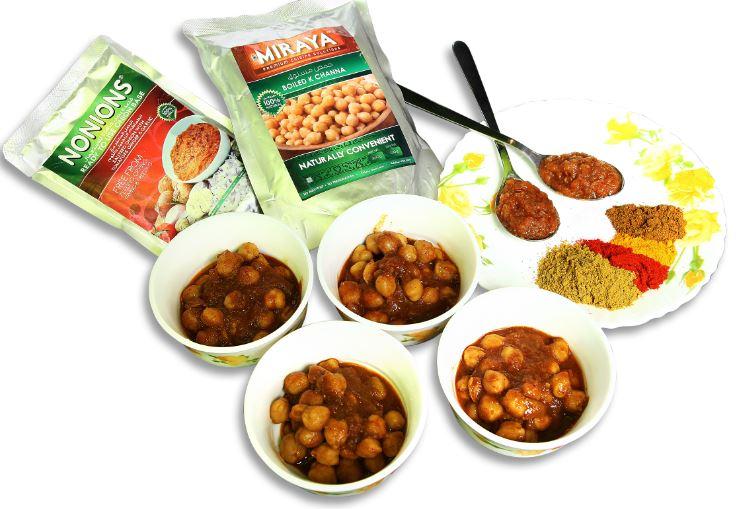 2 Tbspns  NONIONS - Sautéed Onions with tomatoes, ginger &amp; garlic &amp; 1 Pkt of MIRAYA Boiled Chickpeas &amp; little spices