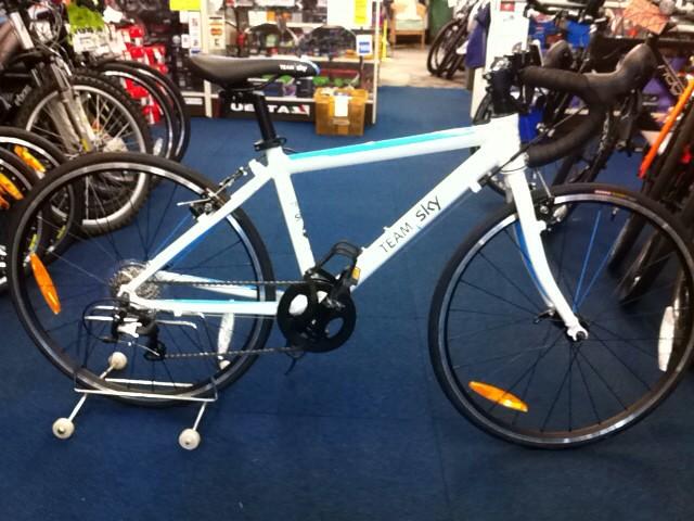 Team Sky kids road bike by Frog now in stock. Get one booked for Christmas for your Little Wiggo or Froome-Dog