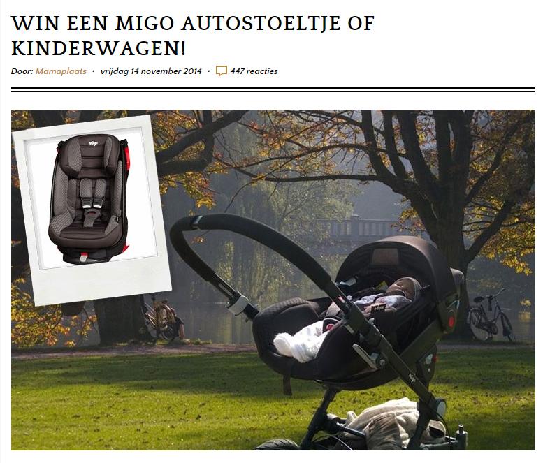 Win een Migo autostoel of kinderwagen bij mamaplaats.nl