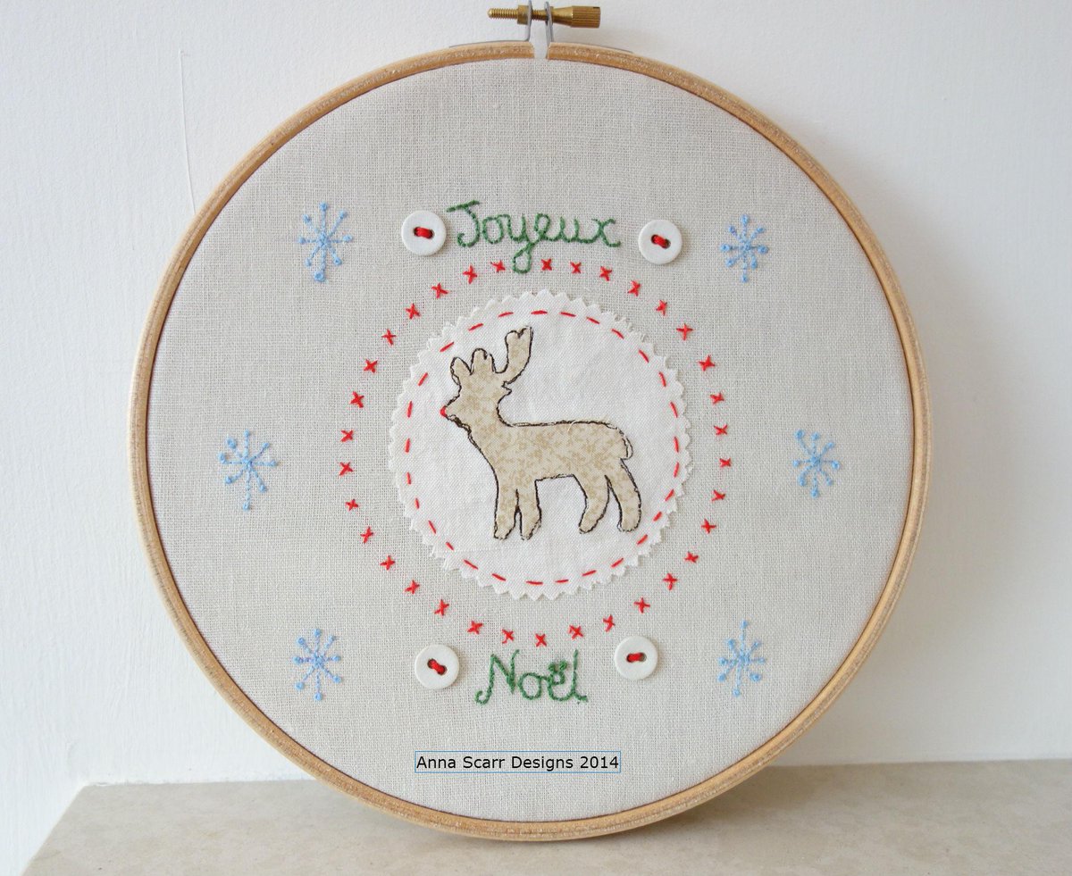 annascarr's tweet photo. Christmas embroidery hoop picture, applique and embroidery, 8 inch hoop, £15 plus p&amp;p #CCCDC #christmasgiftideas http://t.co/H7RXIOPjQ0