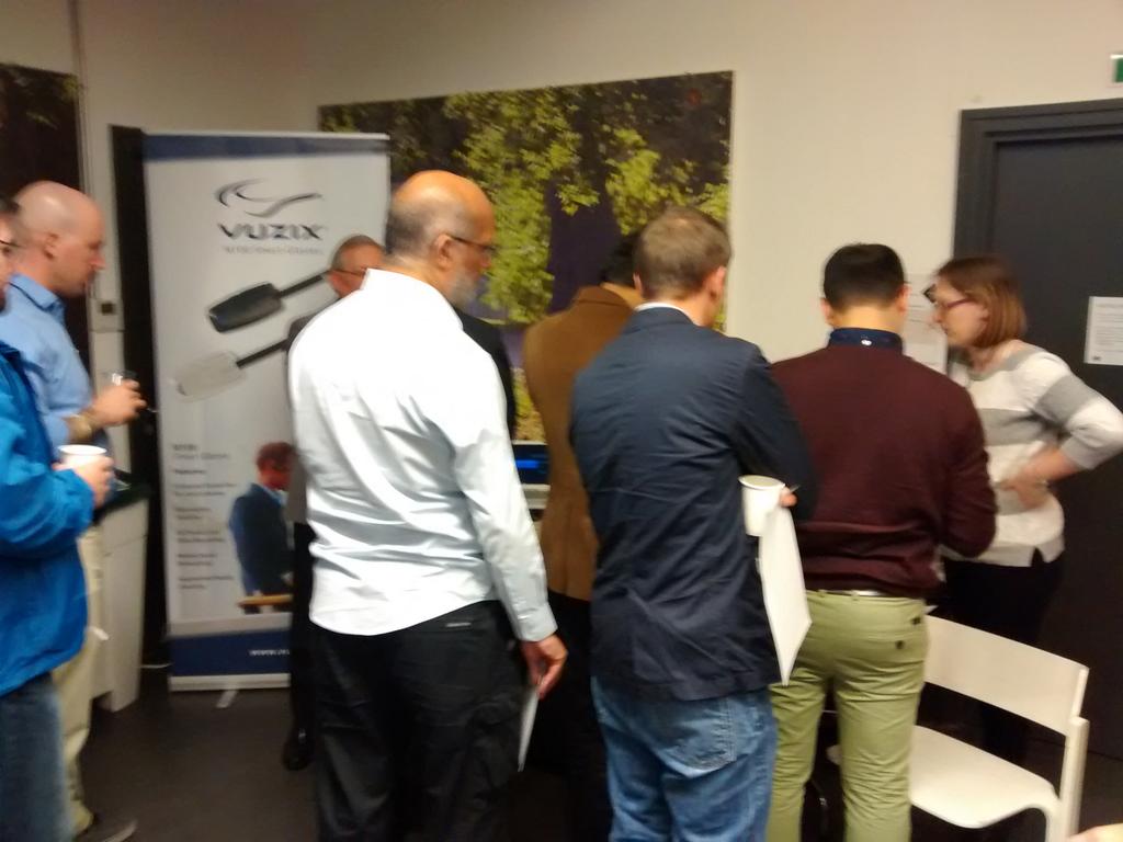 Break time and plenty of interest in the Vuzix smart glasses stand #ar #ap2014
