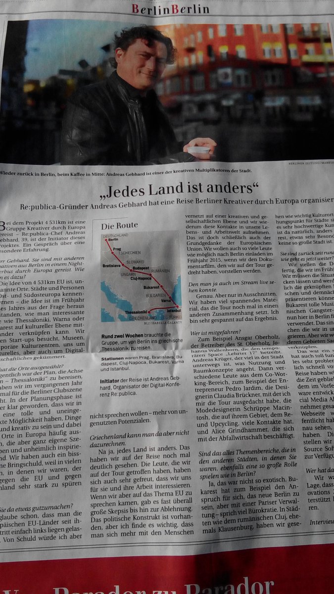 Heute in der @BLZonline Abschlussinterview zur <a href="/4531km/">Nightliner Bustour</a> Nightliner Bustour #findingeurope #rp15