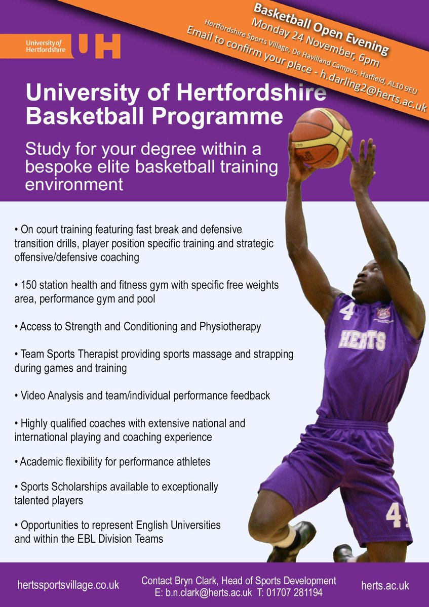 UniOfHertsSport's tweet photo. @west_warriors Please RT: Applying to uni? Come along to our Basketball Open Evening Monday 24 November, 6pm http://t.co/7xs6KXAqYg