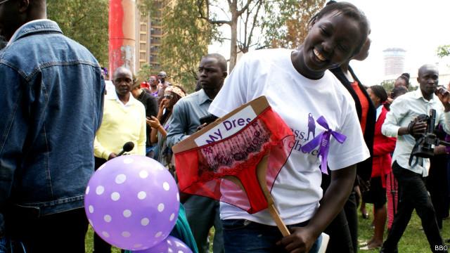 BBCAfrica's tweet photo. #MyDressMyChoice protesters in Nairobi have defended the rights of women to dress as they want. (1/2) http://t.co/9cBsjqEdyl