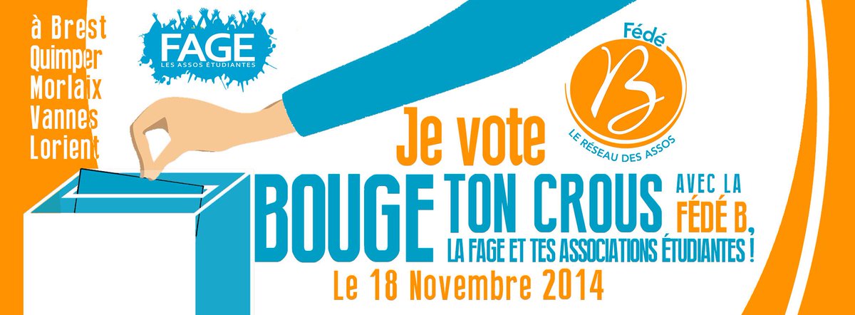 Le jour fatidique approche : demain, #BougeTonCROUS avec la @fedeb29, <a href="/La_FAGE/">FAGE</a> et tes assos étudiantes ! #CMB14