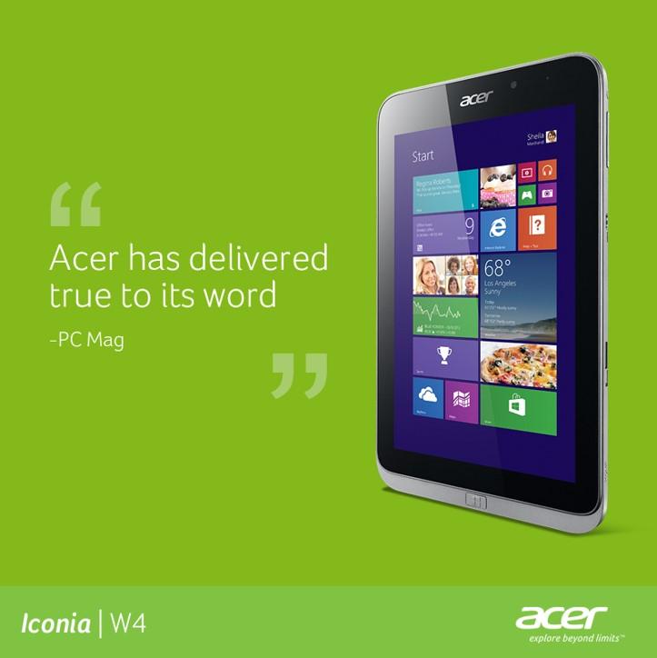 Acer_India's tweet image. Thank You @PCMag Mag for your valuable comments on #IconiaW4 #reviews #pctablet #tabletalk