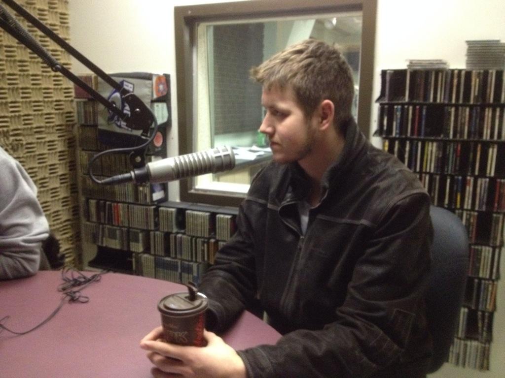 SCBroncos's tweet photo. Holder of a 14 game point streak by night, radio guy by day? @CocaCoda28 rockin' the @TheEagle94one morning show. http://t.co/qJJAMhW6nj